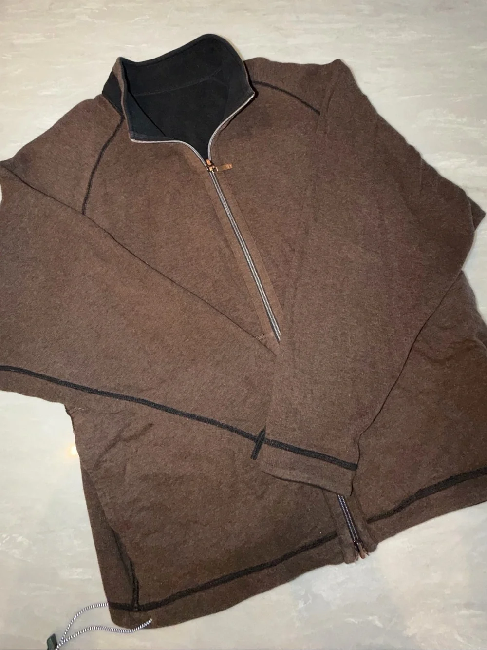 Tommy Bahama Men’s Brown/Black Reversible Fleece Jacket Estimated XL